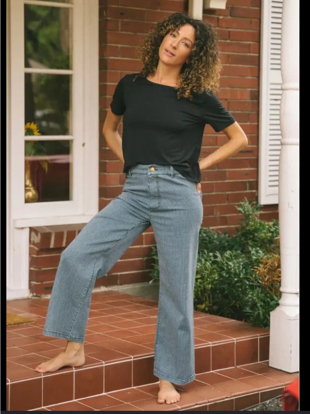 Jackson Rowe  Blue Pinstripe Wide-Leg Jeans